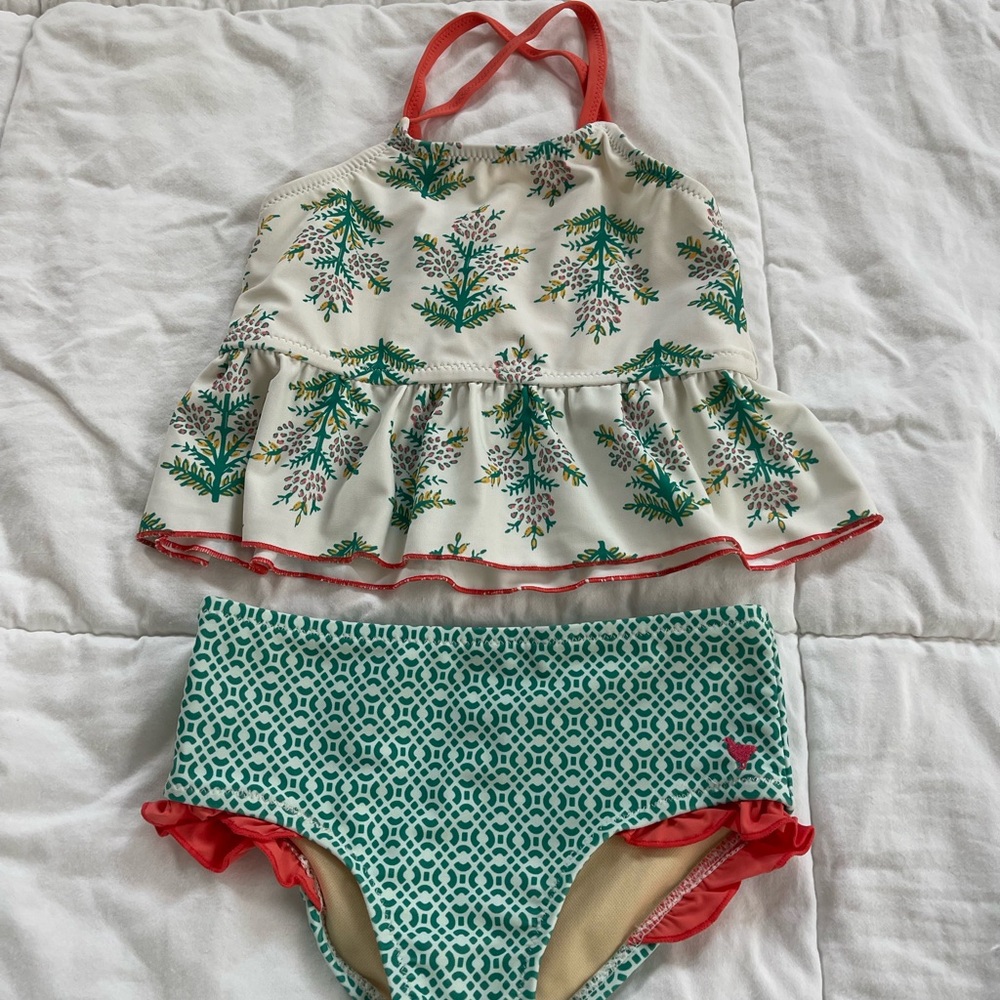 Pink Chicken Girls Floral Ruffle Swimsuit Set